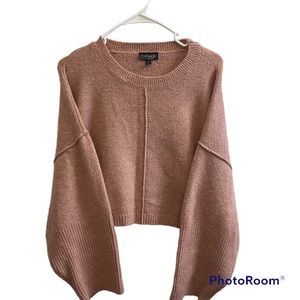 Topshop Cropped Blush Pink Knit Sweater